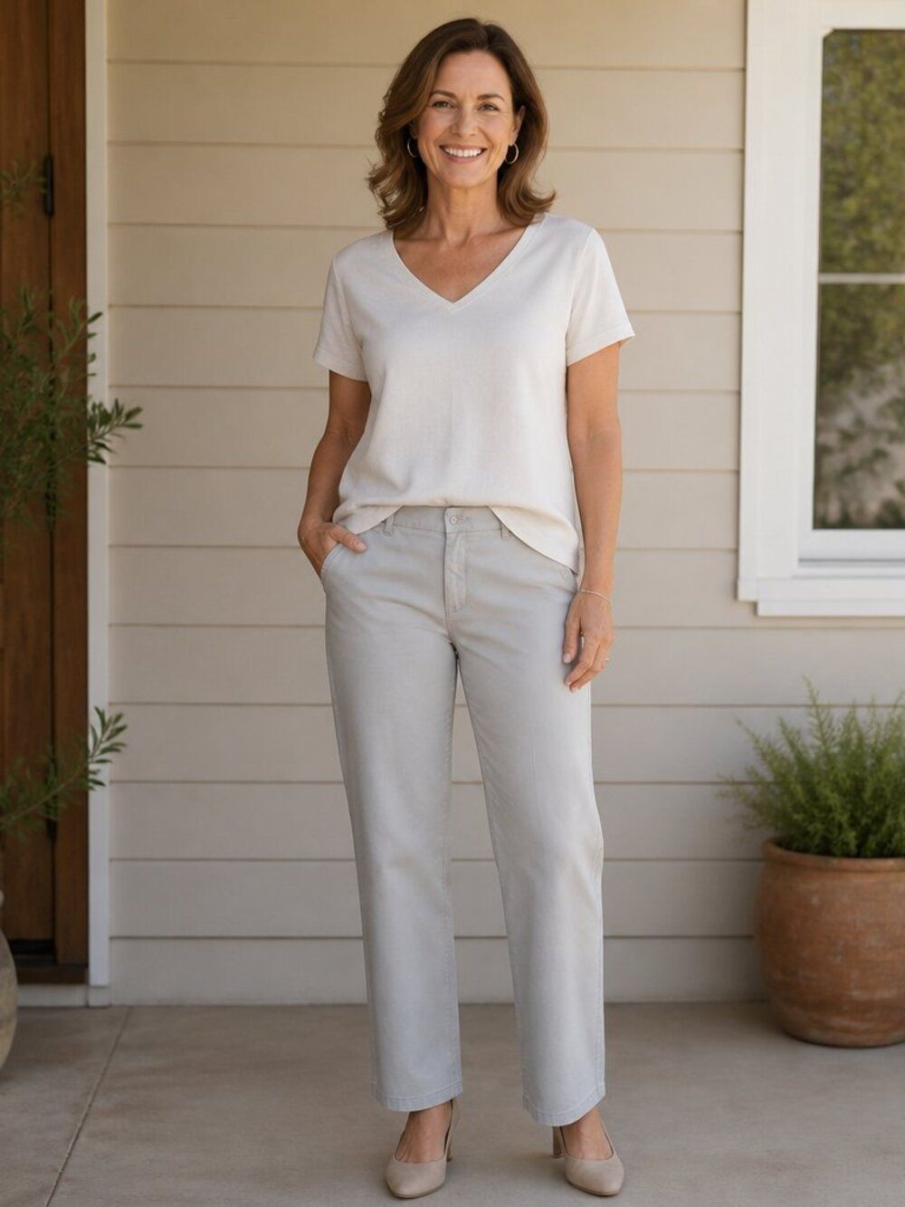 Lee Women’s Khaki Straight‑Leg Pants – Size 14M